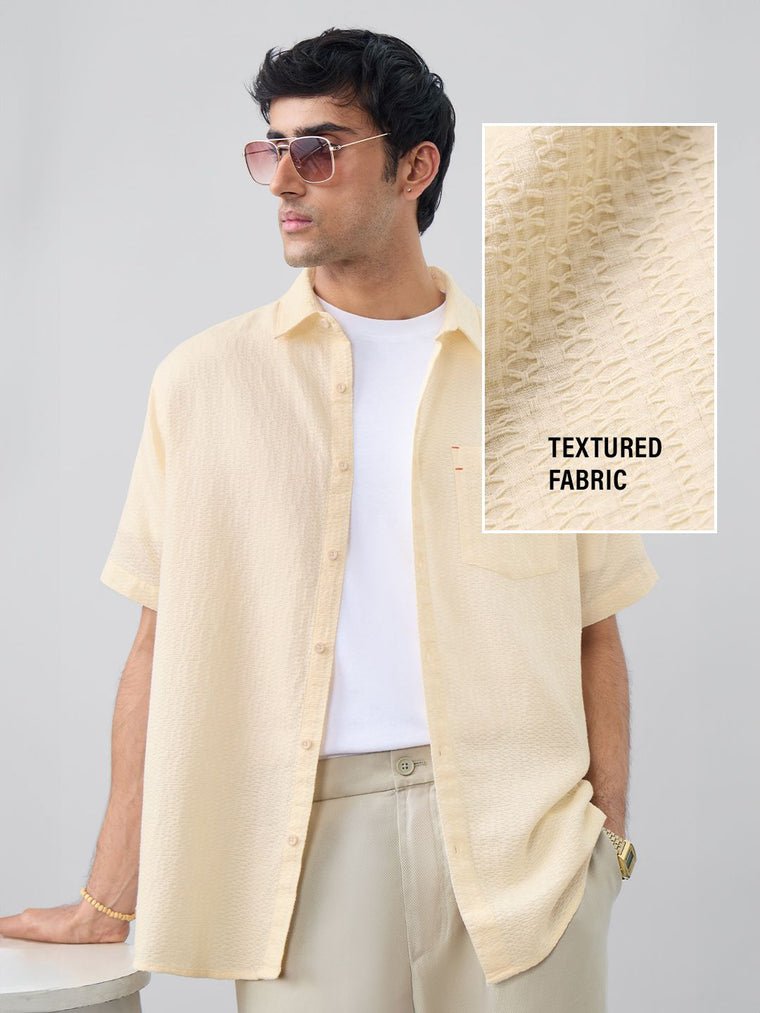 Textured Shirt: Ivory Men Textured Shirts