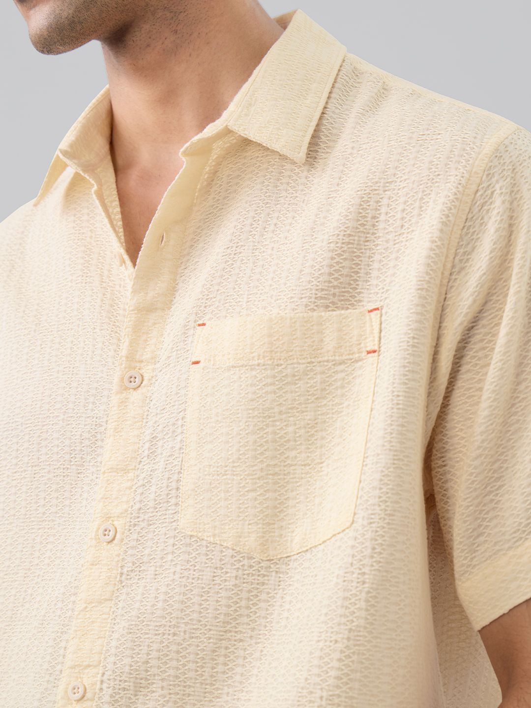 Textured Shirt: Ivory Men Textured Shirts