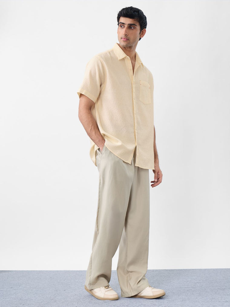 Textured Shirt: Ivory Men Textured Shirts