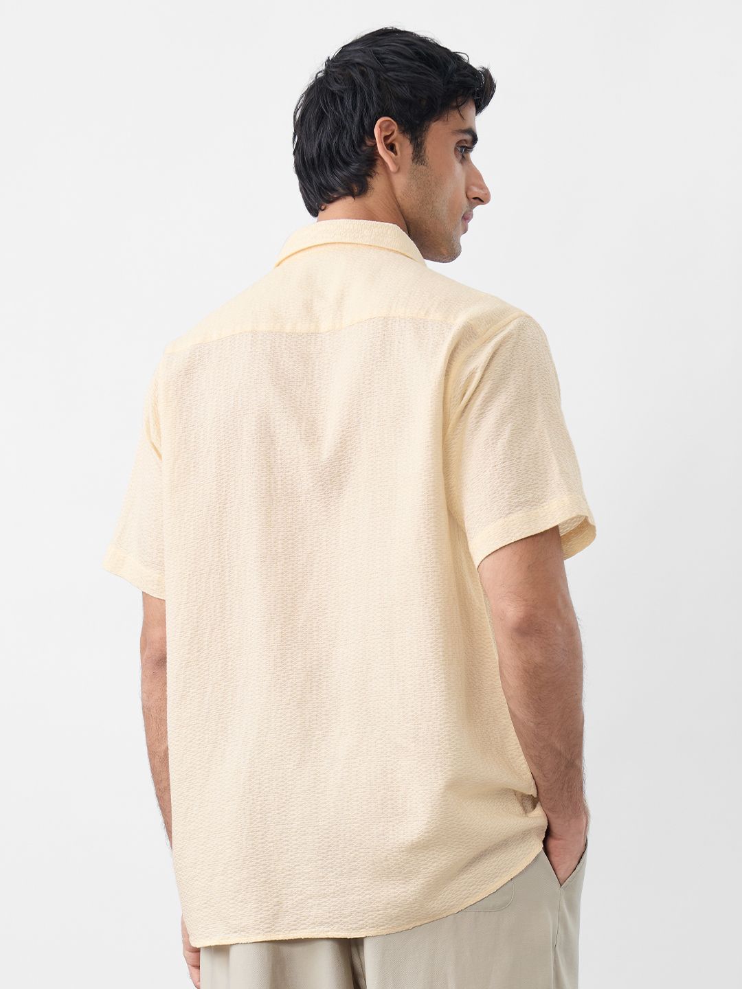 Textured Shirt: Ivory Men Textured Shirts