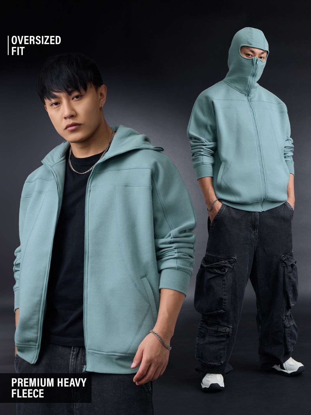 Ninja Cops: Azure Men Oversized Hoodies