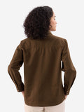 Cotton Linen Shirt: Chestnut Women Relaxed Shirts