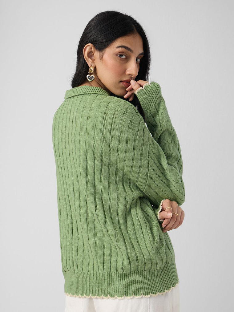 High-Neck Sweater: Soft Sage Women Oversized Sweaters
