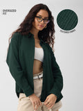 Oversized Solids: Emerald Green Women Oversized Shirts