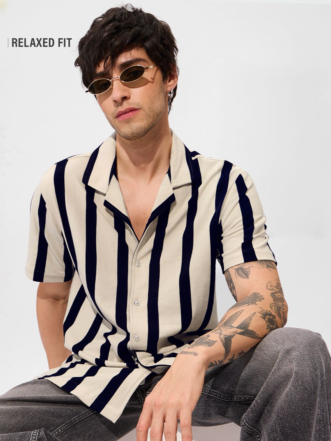 Striped Shirt: Eclipse Men Textured Shirts