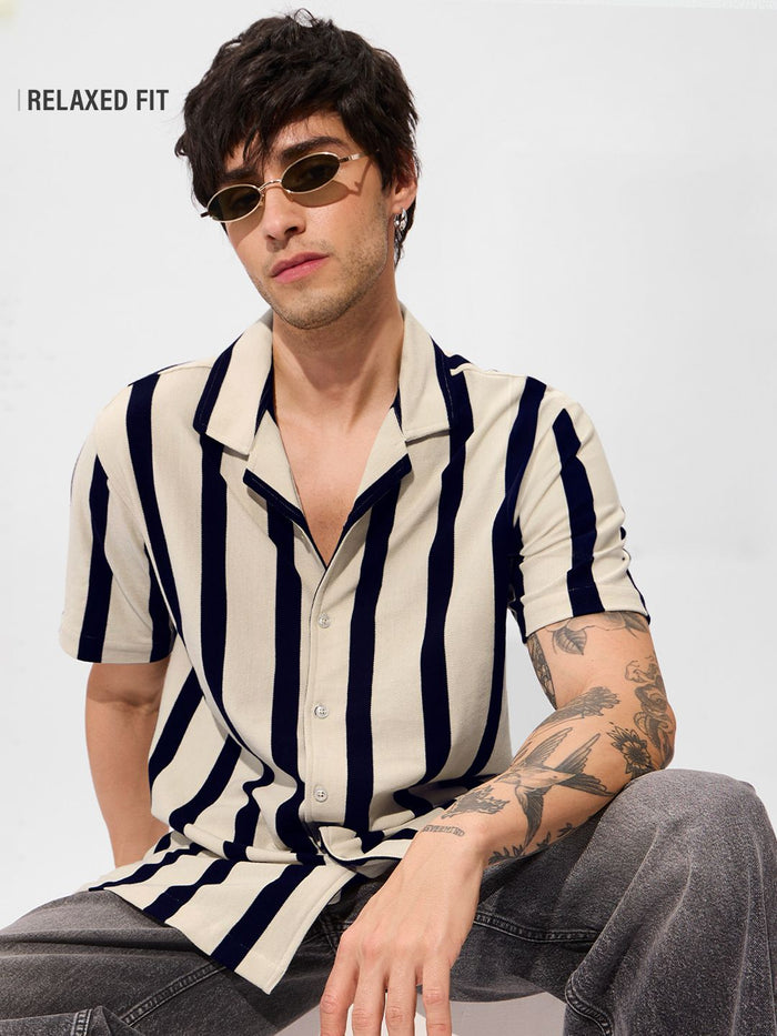 Striped Shirt: Eclipse Men Textured Shirts
