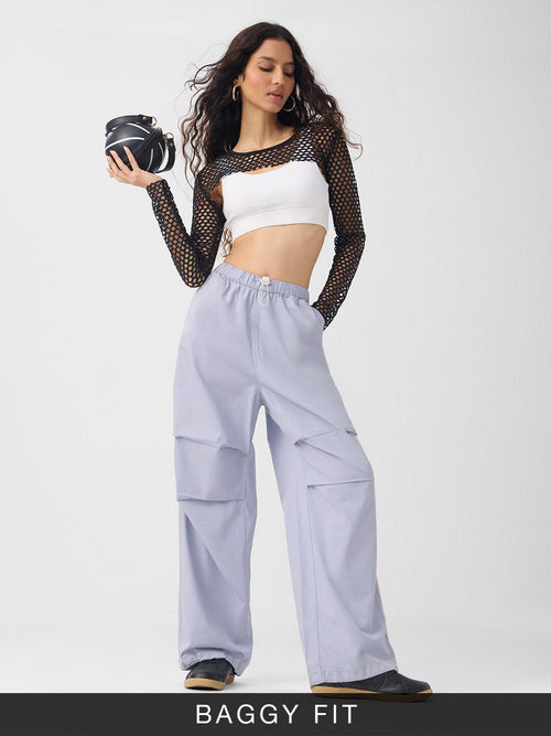 Parachute Pants: Light Purple Women Baggy Pants