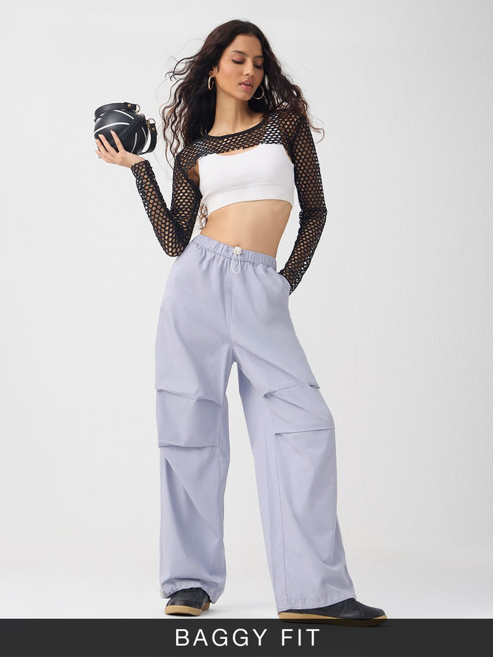Parachute Pants: Light Purple Women Baggy Pants