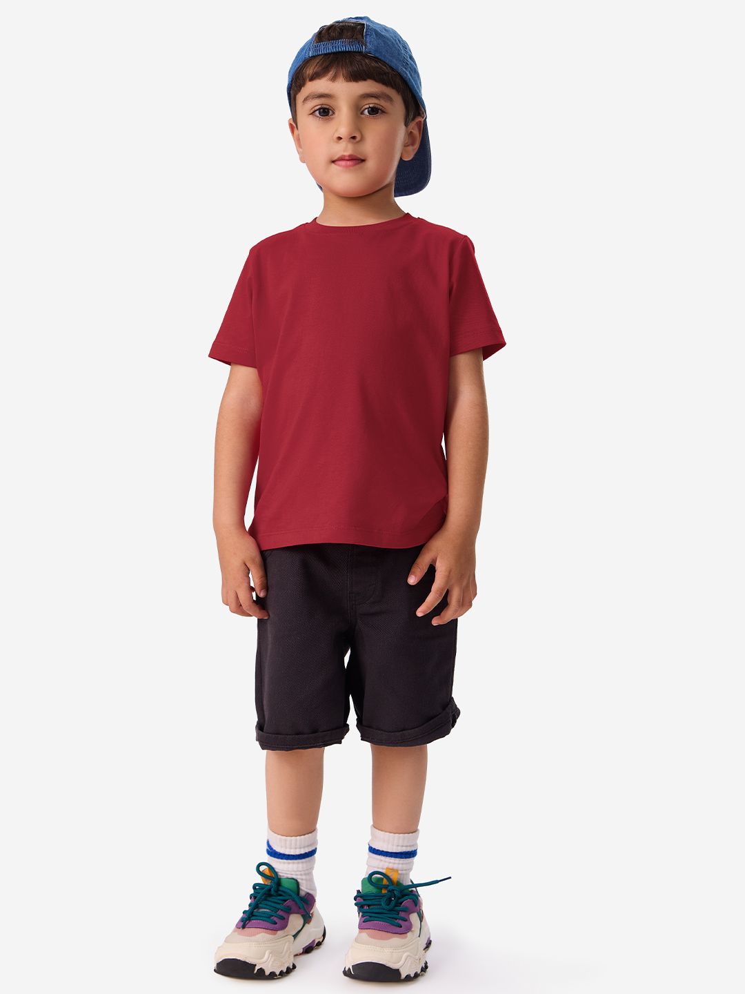 Solids: Red Boys Cotton T-Shirts (2-8 Yrs)