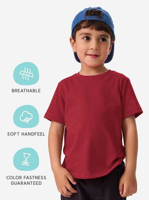 Solids: Red Boys Cotton T-Shirts (2-8 Yrs)