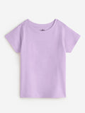 Solids: Lavender Young Girls Cotton T-Shirts (8-14 Yrs)