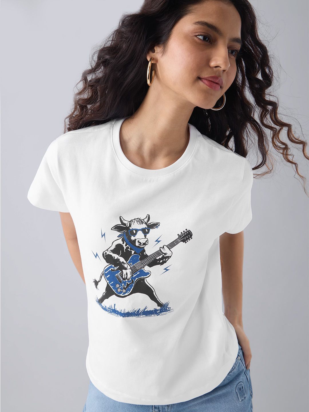 TSS Originals: Rockstar Cow Women Regular T-Shirts