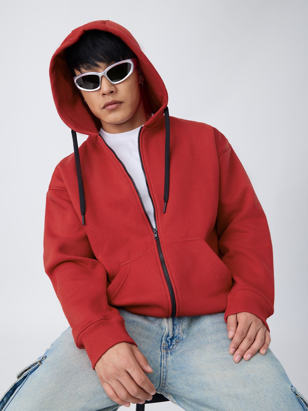 Oversized Hoodie: Blazing Red Men Oversized Hoodies