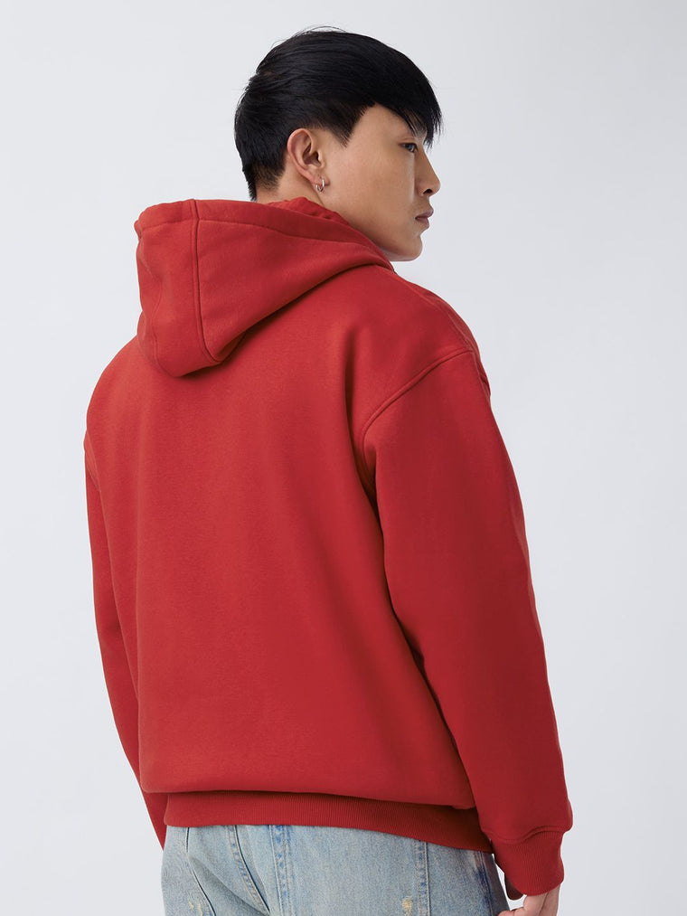 Oversized Hoodie: Blazing Red Men Oversized Hoodies
