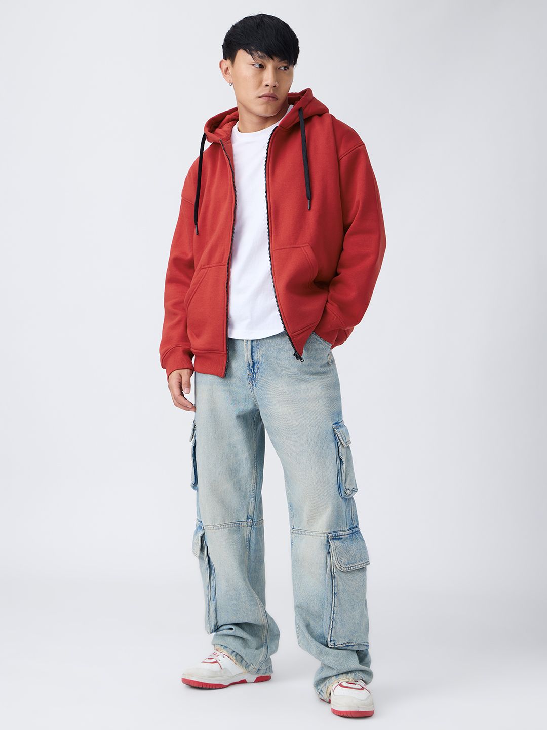 Oversized Hoodie: Blazing Red Men Oversized Hoodies