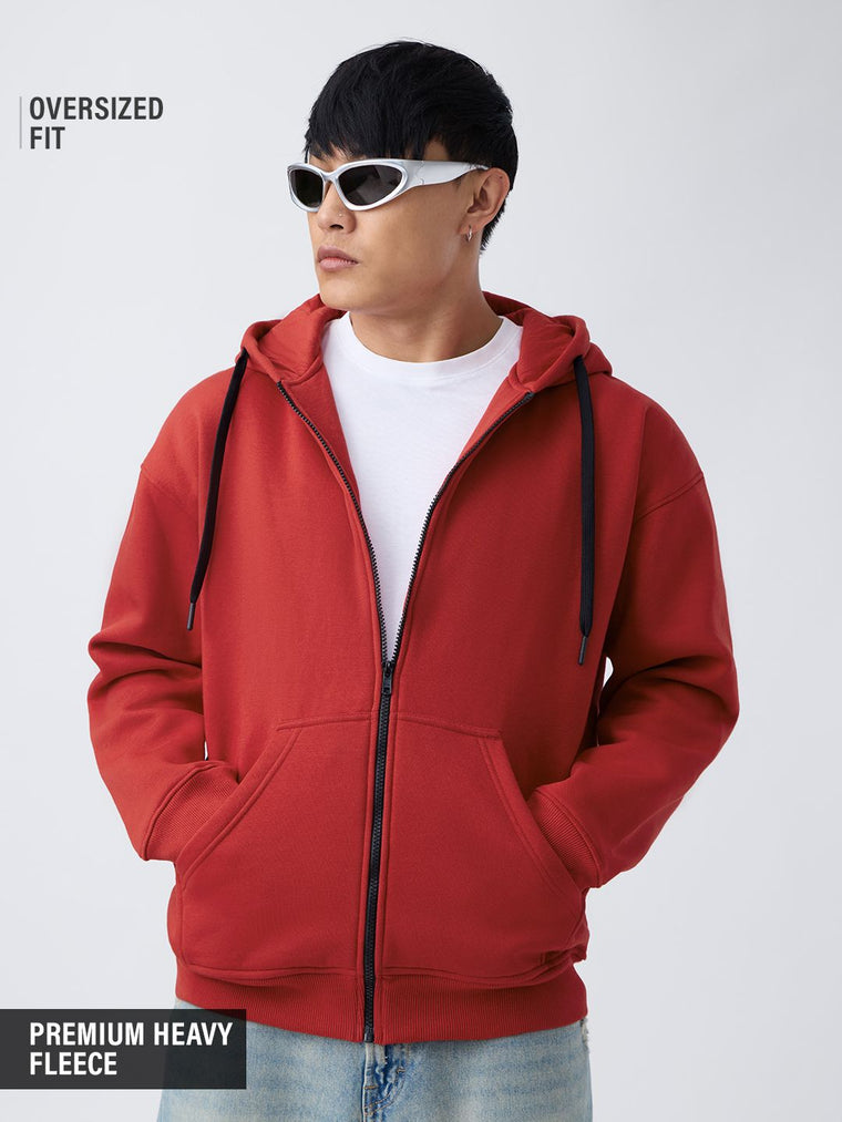 Oversized Hoodie: Blazing Red Men Oversized Hoodies