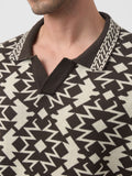 Jacquard Polo: Brown Oversized Polos