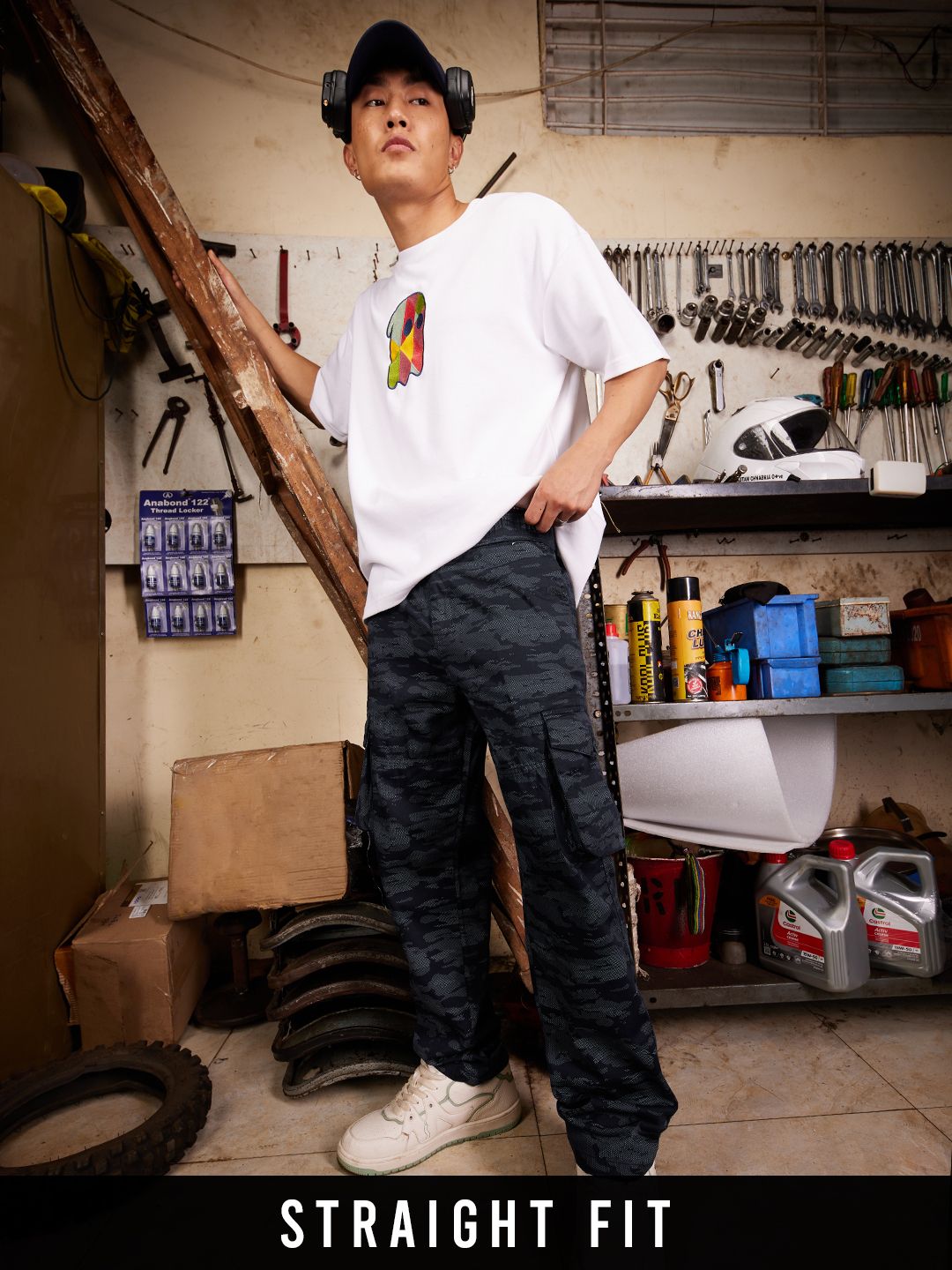 Solids: Camo Navy Men Cargo Pants
