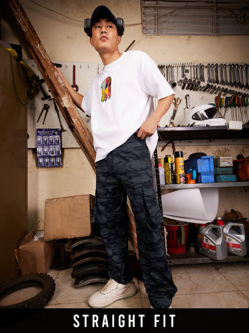 Solids: Camo Navy Men Cargo Pants