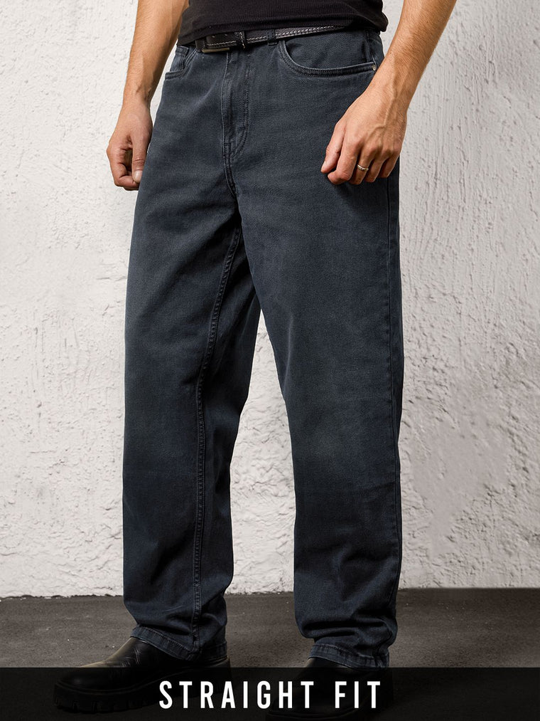 Denim: Dark Blue (Straight Fit) Men Straight Fit Jeans