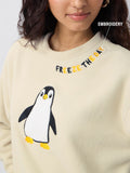 Polar Fleece Sweatshirt: Penguin Women Oversized Sweatshirts