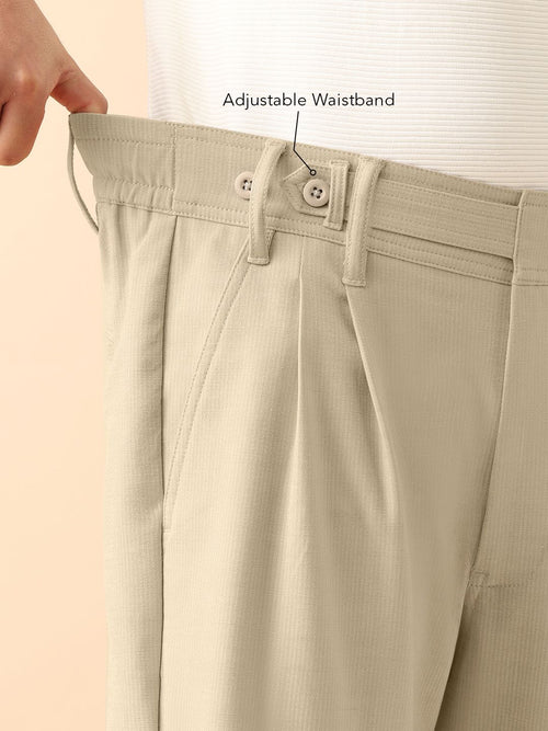 Korean Pants: Beige Men Super Flex Pants