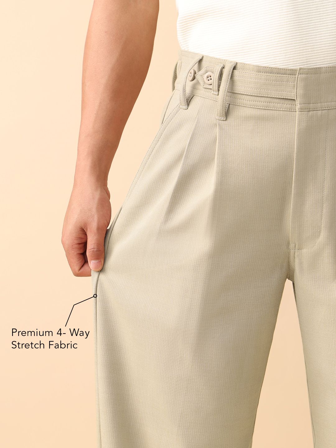 Korean Pants: Beige Men Super Flex Pants