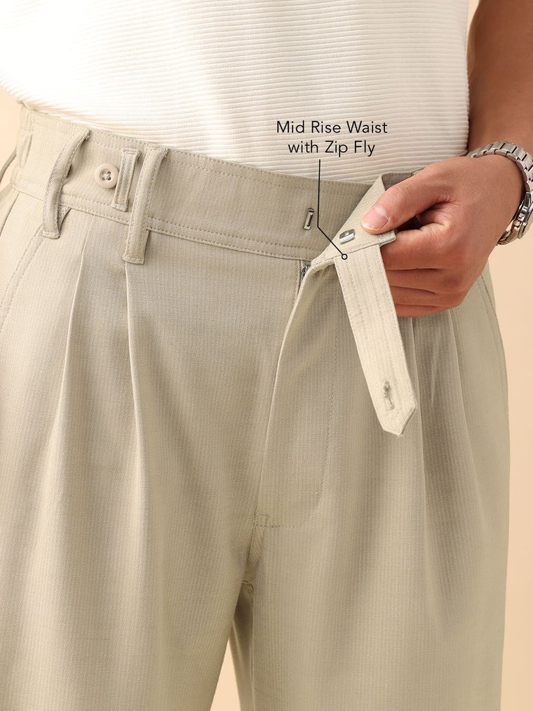 Korean Pants: Beige Men Super Flex Pants