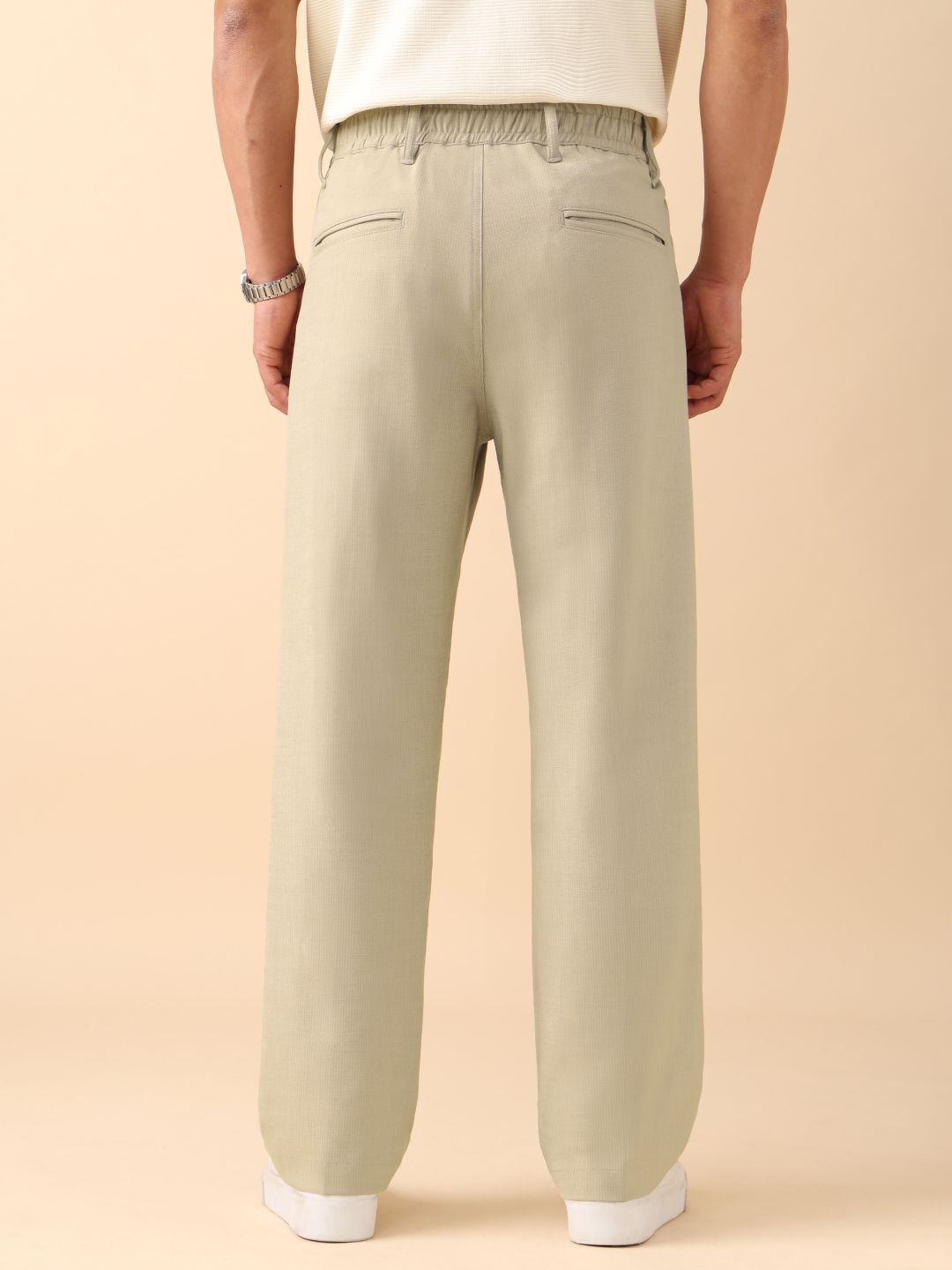 Korean Pants: Beige Men Super Flex Pants