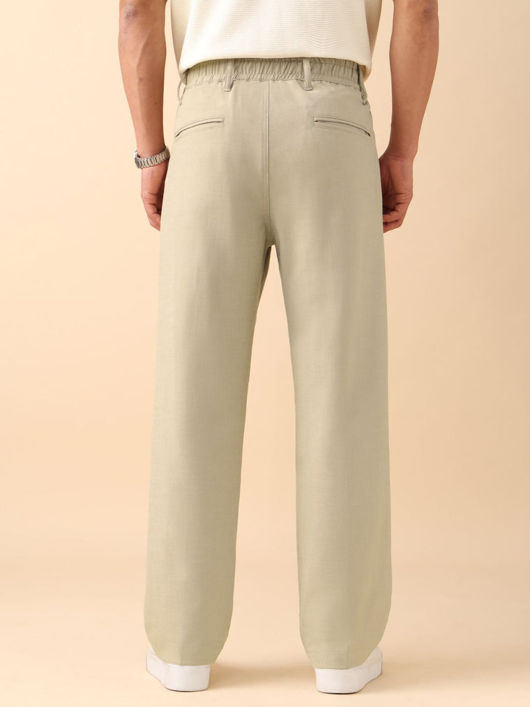 Korean Pants: Beige Men Super Flex Pants