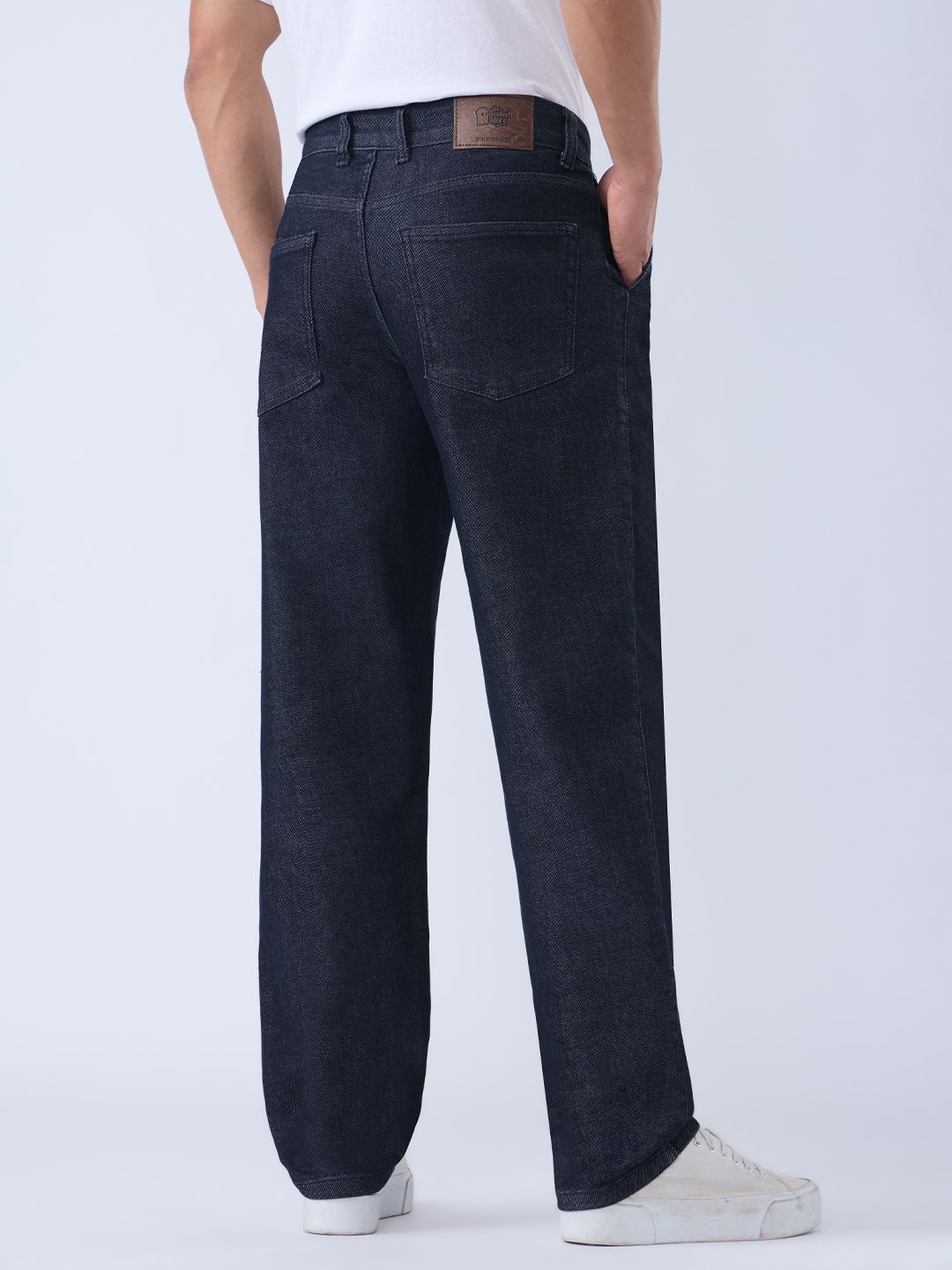 Pleated Denim: Indigo Men Straight Fit Jeans