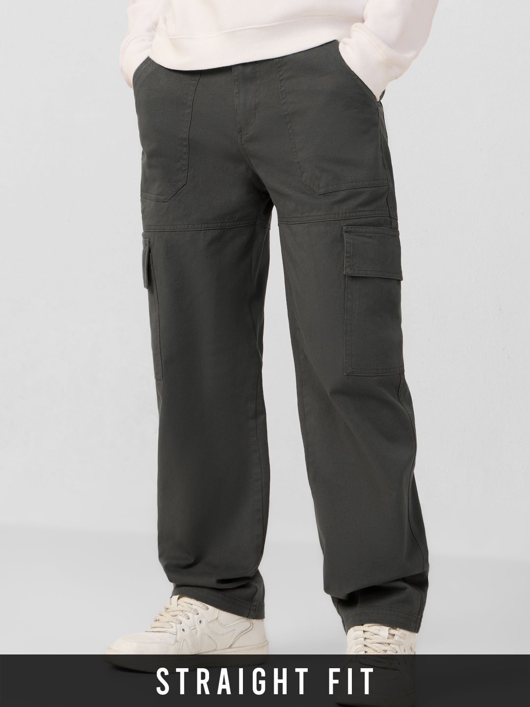 Solids: Charcoal Black Men Cargo Pants