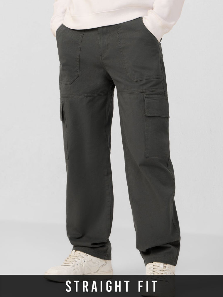 Solids: Charcoal Black Men Cargo Pants