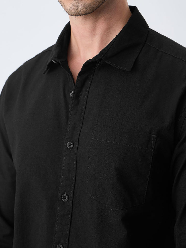 Cotton Linen: Soft Black Cotton Linen Shirts