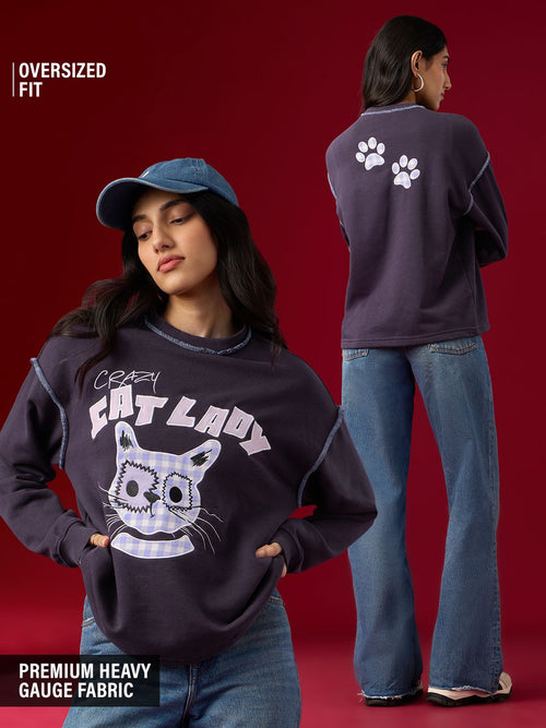 TSS Originals: Cat Lady Women Oversized Sweatshirts