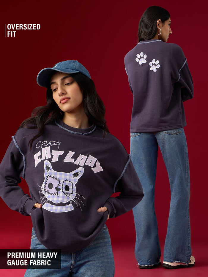 TSS Originals: Cat Lady Women Oversized Sweatshirts