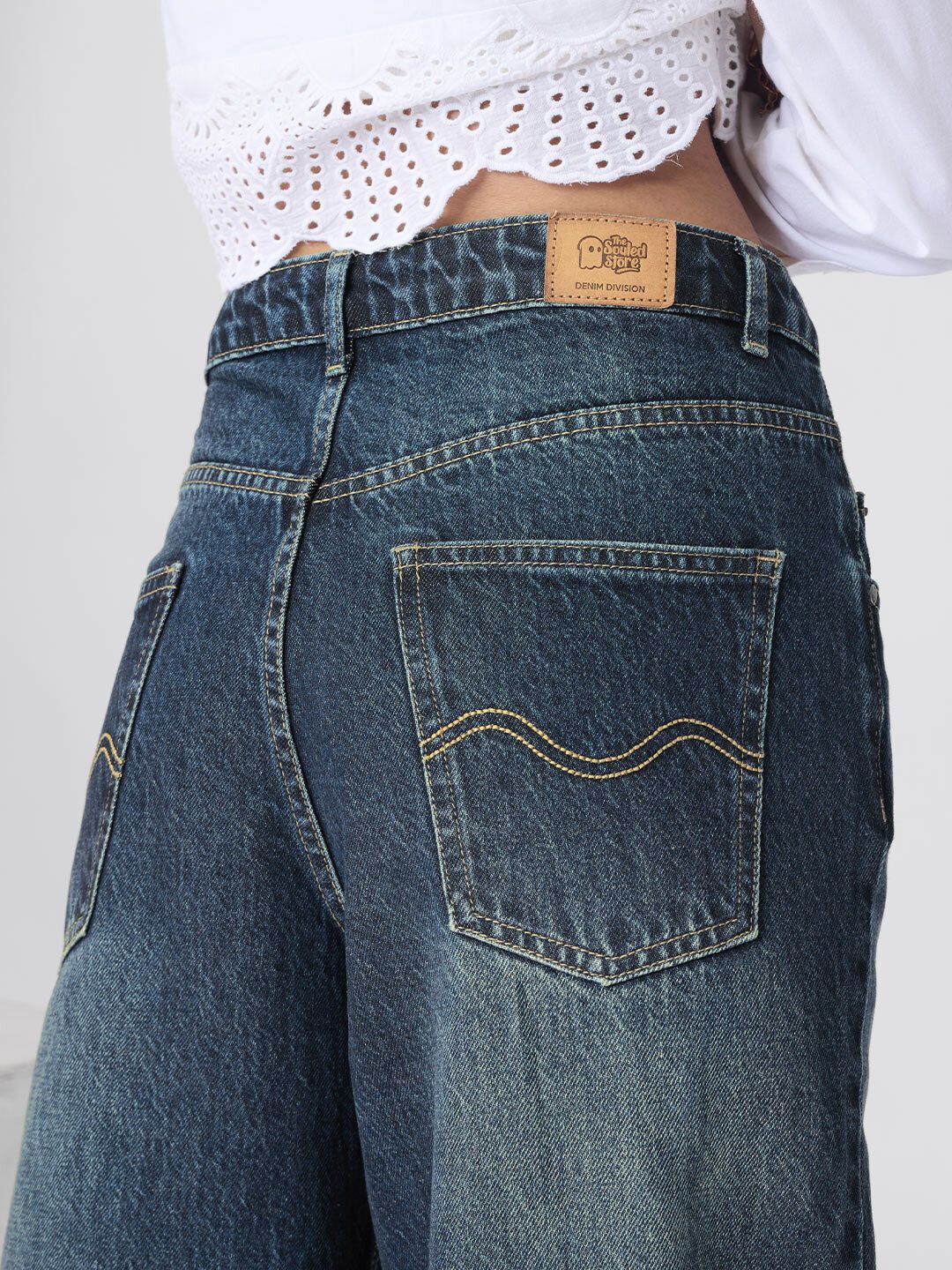 Relaxed Straight-Fit Denim: Midnight Blue Women Straight Denims