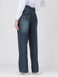 Relaxed Straight-Fit Denim: Midnight Blue Women Straight Denims