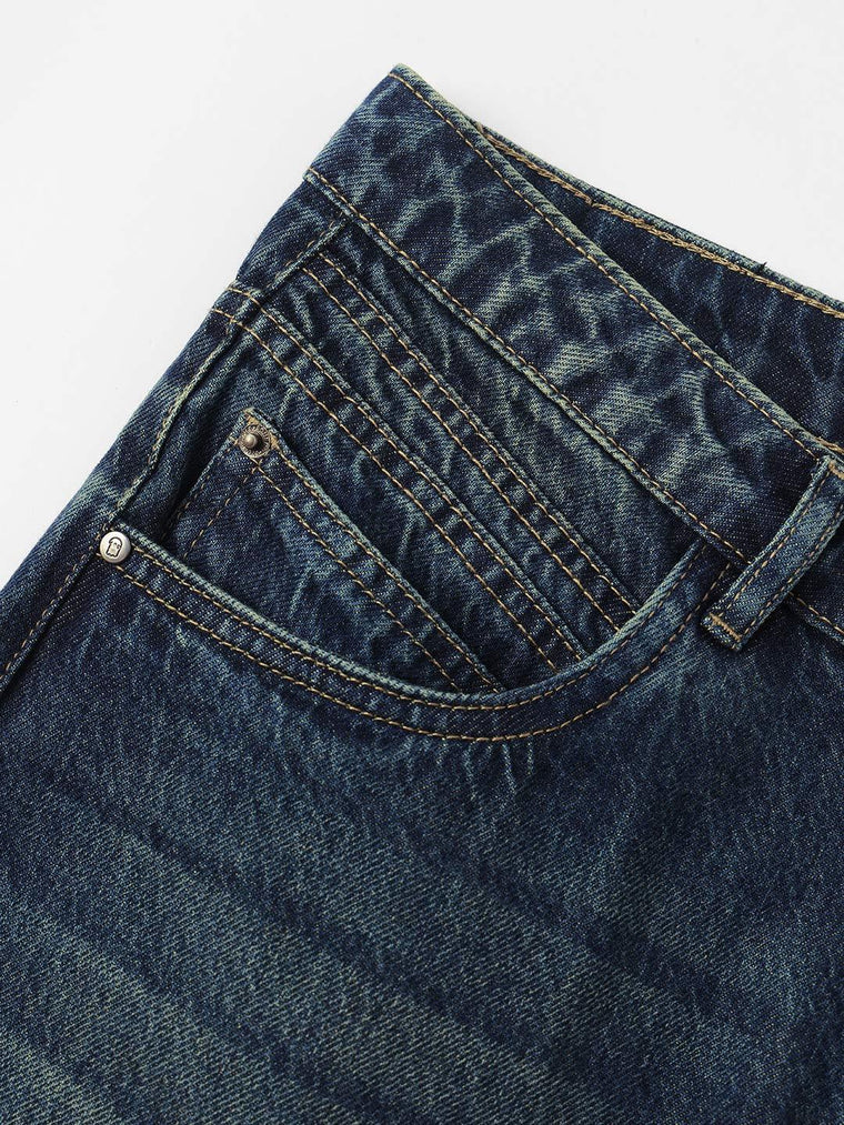 Relaxed Straight-Fit Denim: Midnight Blue Women Straight Denims