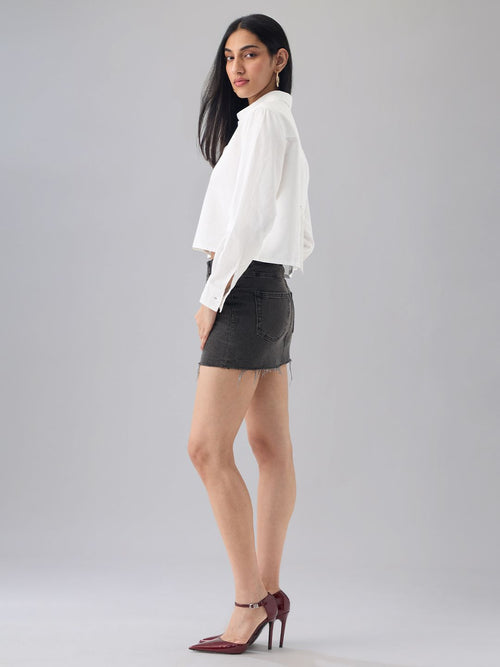 Cotton Linen Shirt: Platinum Women Cropped Shirts