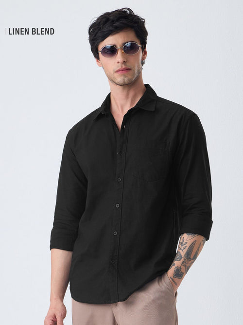 Cotton Linen: Soft Black Cotton Linen Shirts