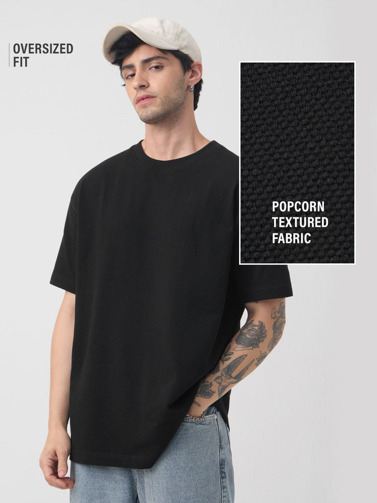 Popcorn Texture: Caviar Oversized T-Shirts
