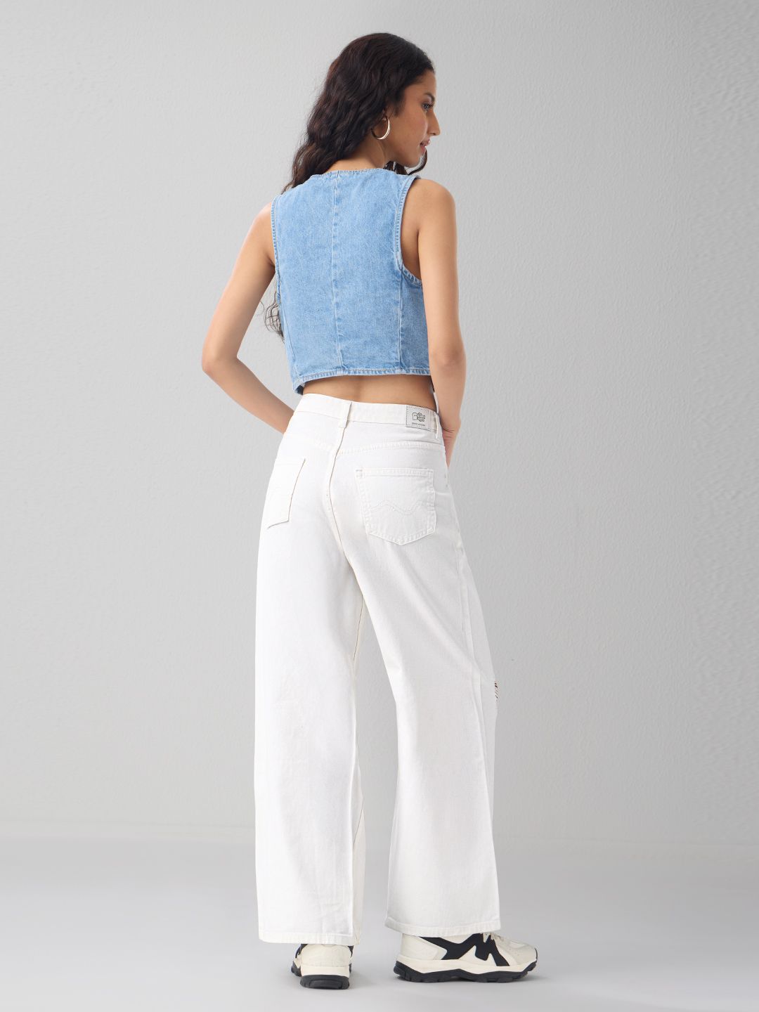 Distressed Denim: Blanco Women Wide Denims