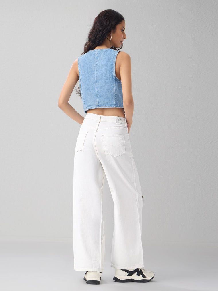Distressed Denim: Blanco Women Wide Denims