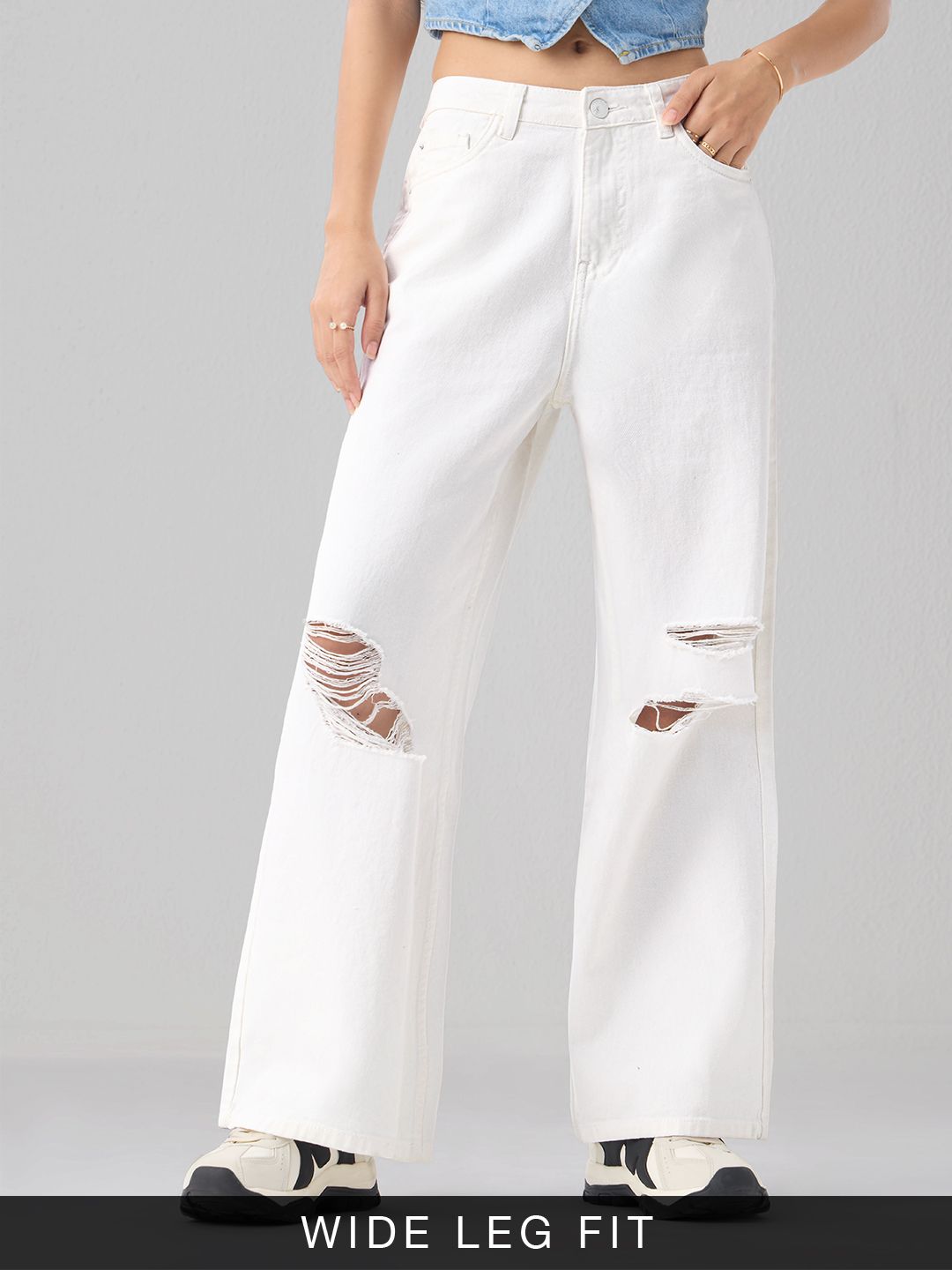 Distressed Denim: Blanco Women Wide Denims