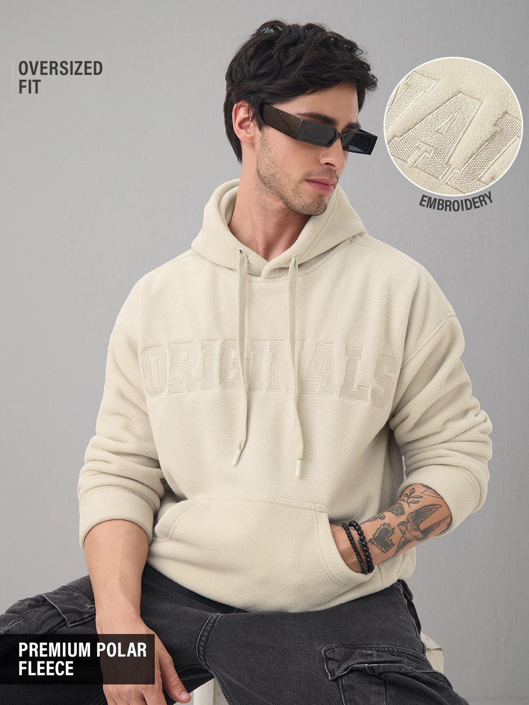 Oversized Hoodie: CrÃ¨me Men Oversized Hoodies