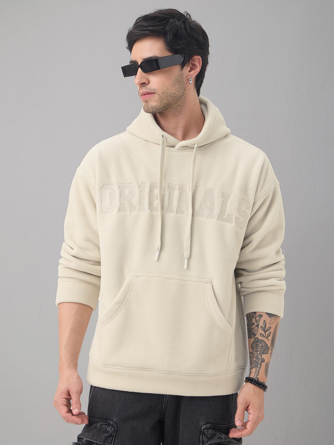 Oversized Hoodie: CrÃ¨me Men Oversized Hoodies