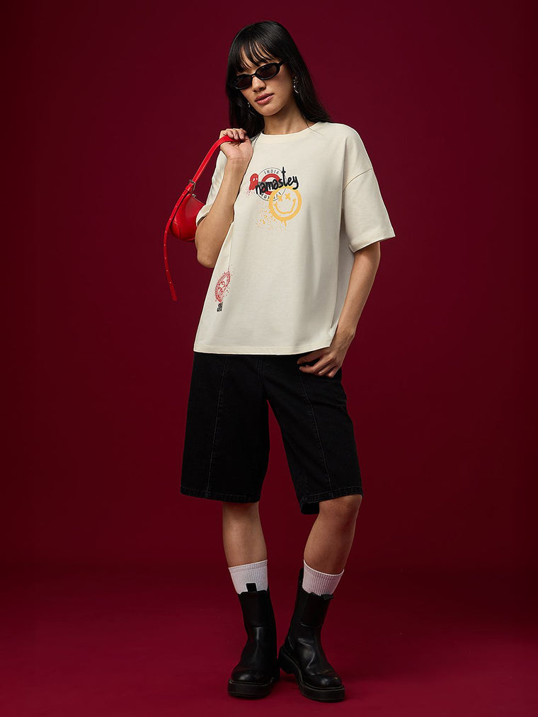 S.W.SMILEY: Desi Smiley Women Oversized T-Shirts