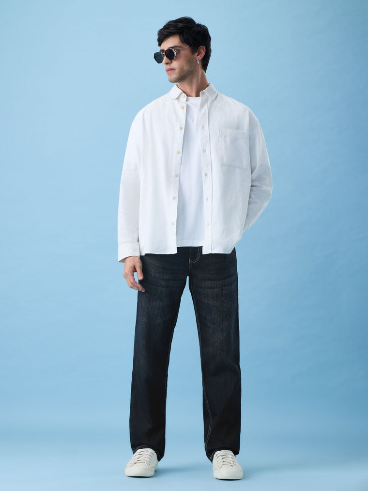 Straight-Fit Denim: Urban Blue Men Straight Fit Jeans