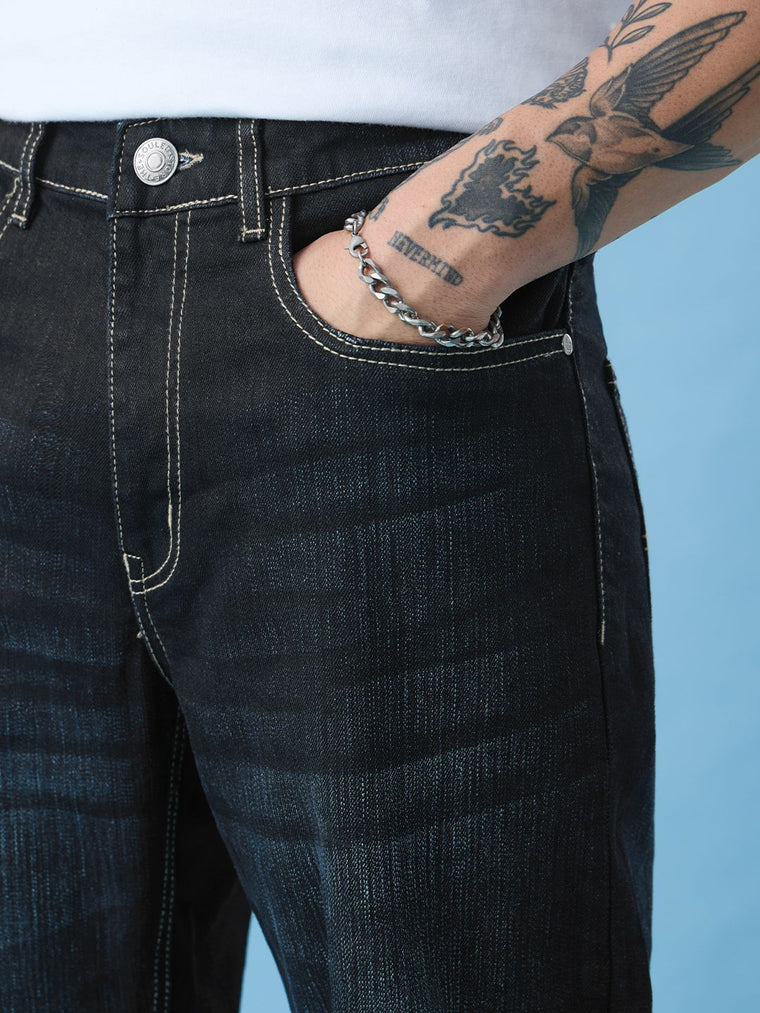 Straight-Fit Denim: Urban Blue Men Straight Fit Jeans